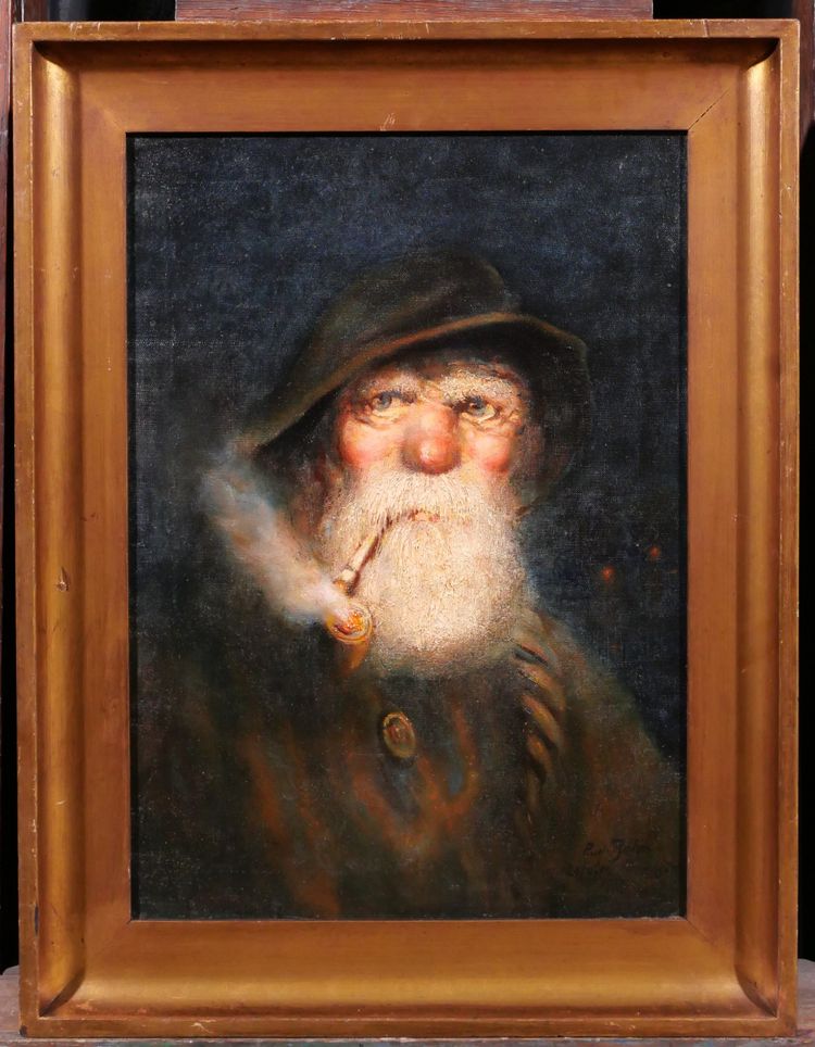 German School, early 20th century Portrait of a man, fisherman from Lofoten, Norway, 1917, signed