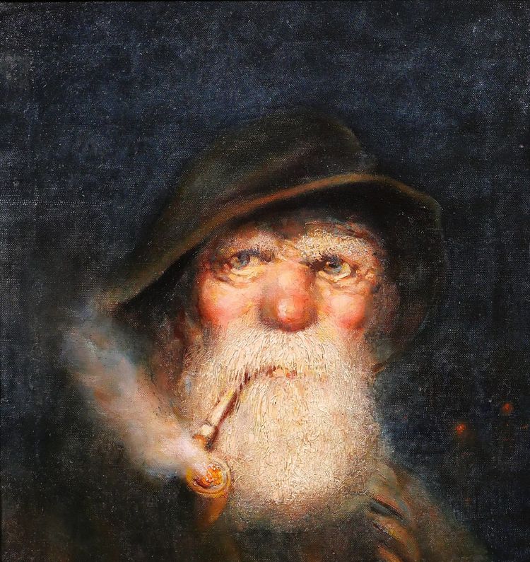 German School, early 20th century Portrait of a man, fisherman from Lofoten, Norway, 1917, signed