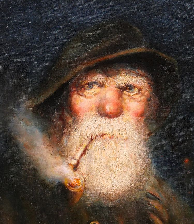 German School, early 20th century Portrait of a man, fisherman from Lofoten, Norway, 1917, signed