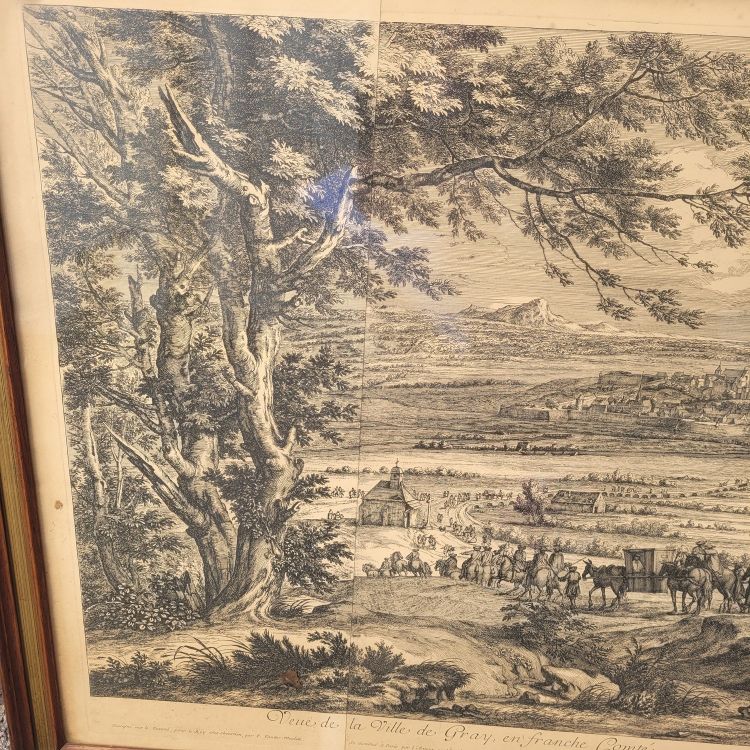Gerahmter Kupferstich, Ansicht der Gray Franche Comté, 18. Jahrhundert?