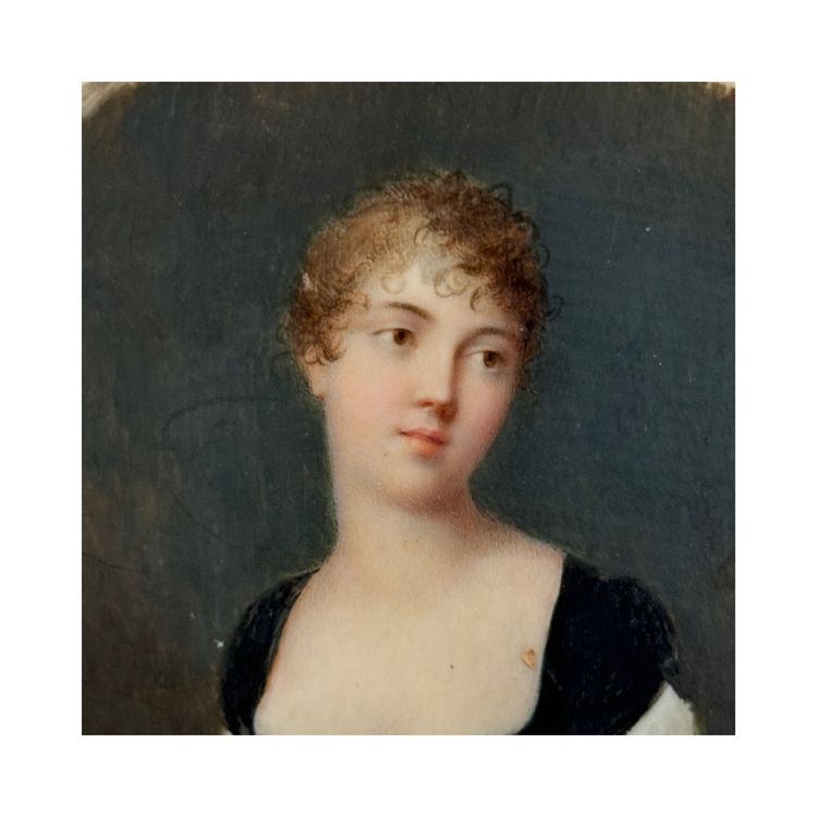 Miniature début XIXe portrait de femme exécuté à la main