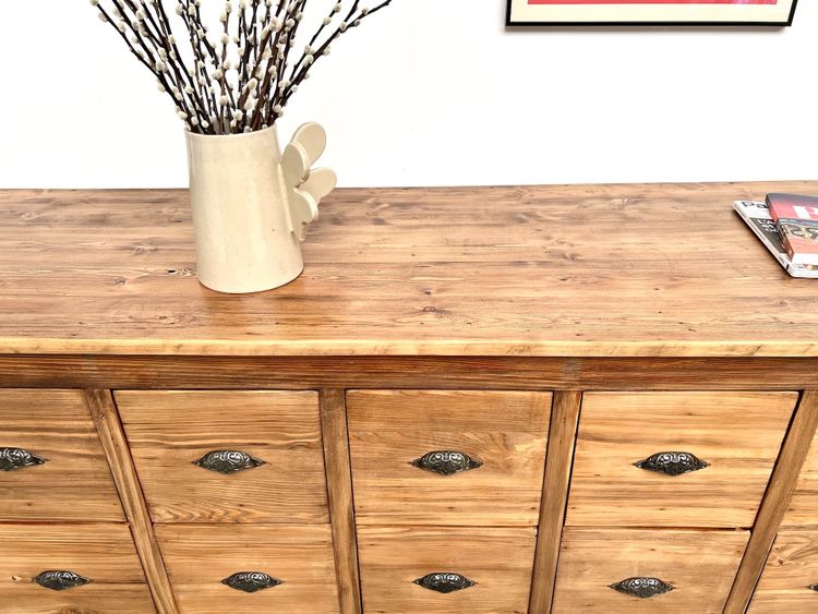 Meuble de métier vintage à 24 tiroirs en pin massif – années 50