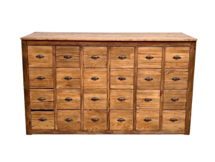 Meuble de métier vintage à 24 tiroirs en pin massif – années 50
