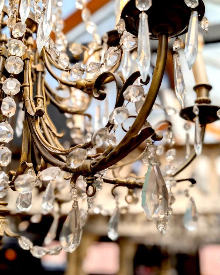 Brass chandelier from the Grand Continental Hotel in Paris