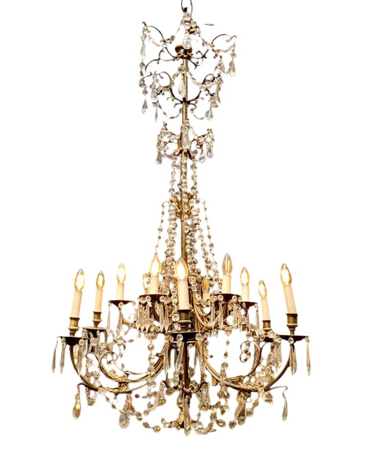 Brass chandelier from the Grand Continental Hotel in Paris