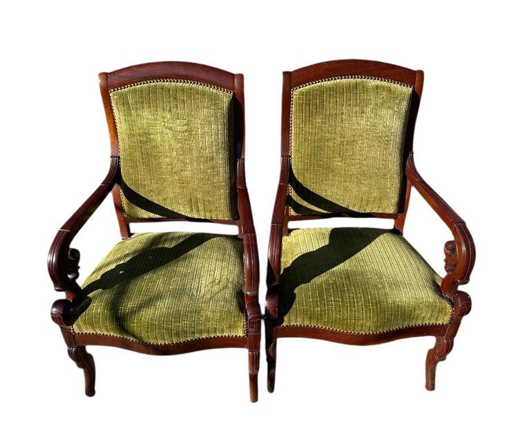 Paire De Fauteuils D’époque Charles X En Acajou 