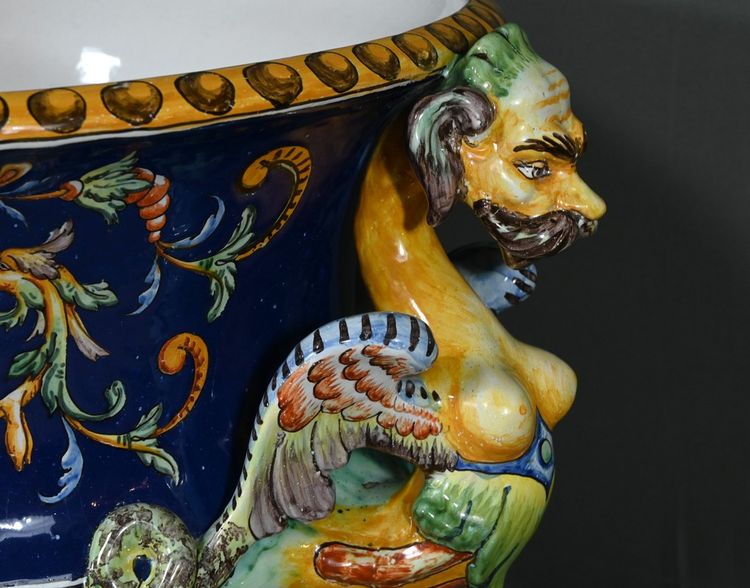 Nevers Earthenware Planter Signed – Late 19th Century