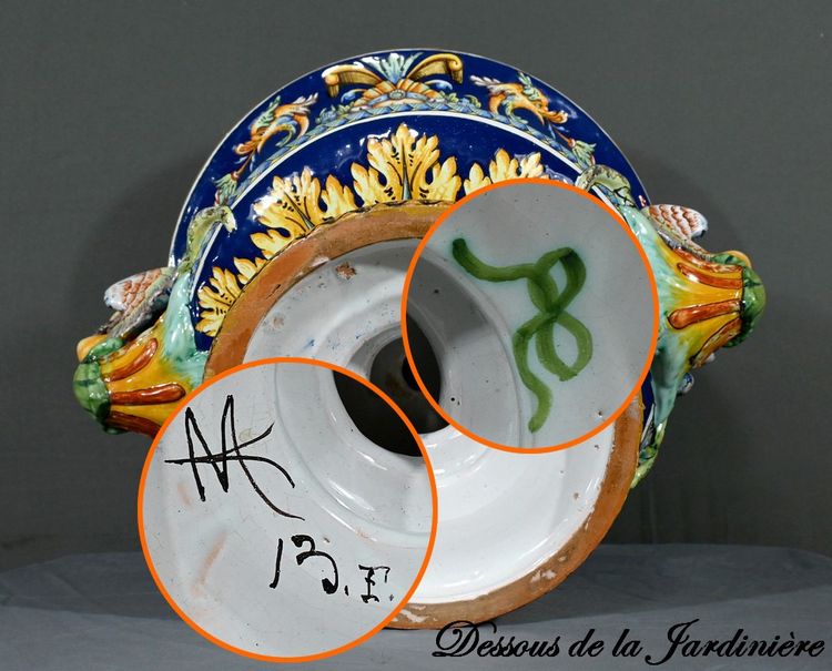 Nevers Earthenware Planter Signed – Late 19th Century