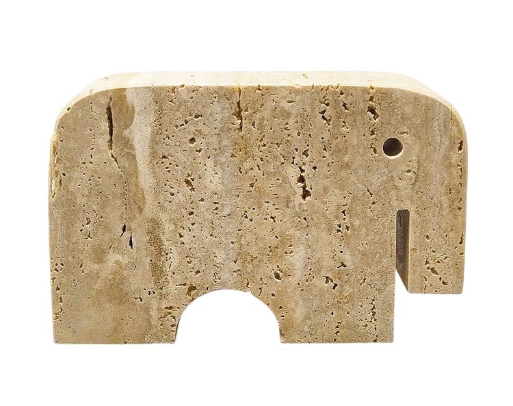 Sculpture originale d'éléphant en travertin des années 1970 par Enzo Mari pour F.lli Mannelli