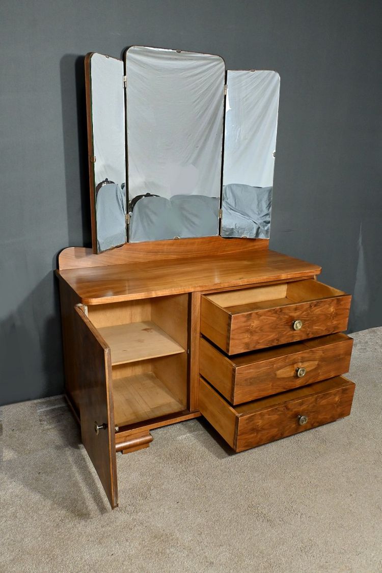 Coiffeuse en Ronce de Noyer, Art Déco - 1930