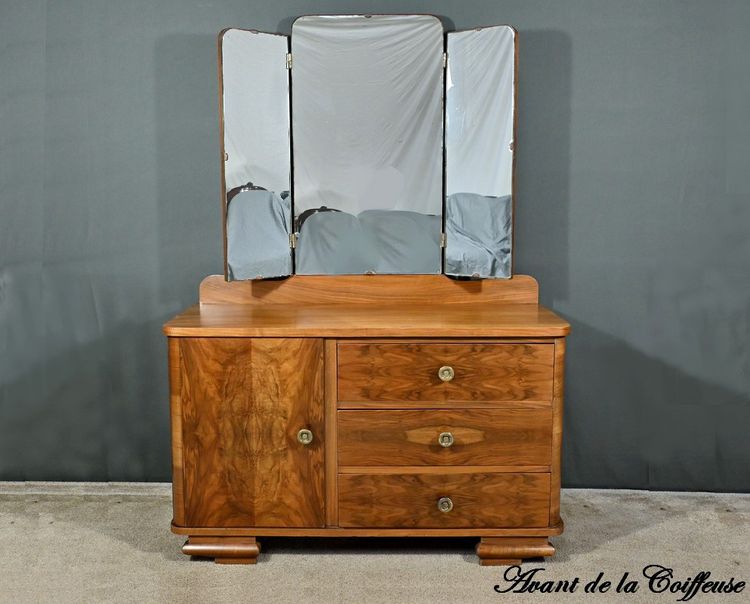 Coiffeuse en Ronce de Noyer, Art Déco - 1930