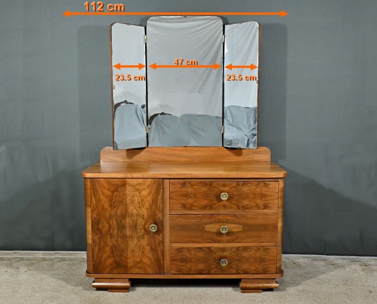 Coiffeuse en Ronce de Noyer, Art Déco - 1930