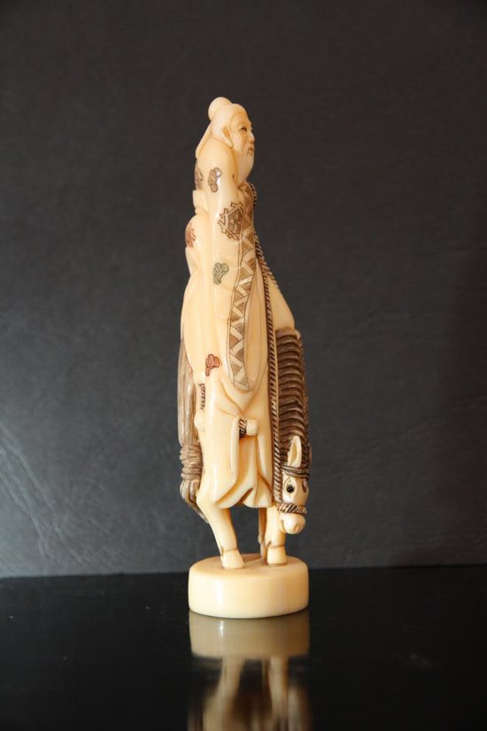 Chinesisches Okimono Elfenbein Figur Zhang Guolao 19. Jahrhundert