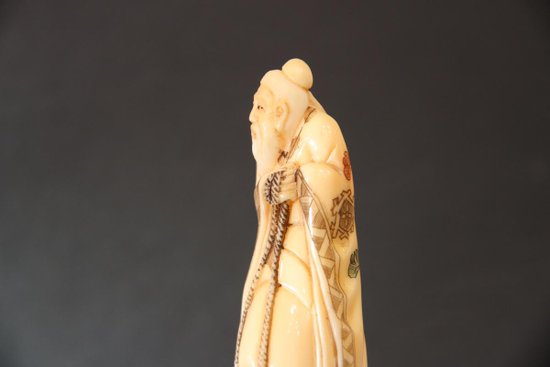 Chinesisches Okimono Elfenbein Figur Zhang Guolao 19. Jahrhundert