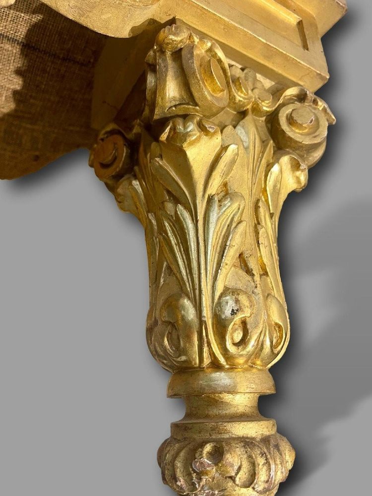 Importante Banquette Louis XIII – Bois Massif Doré, Tapisserie D’aubusson 17e Siècle