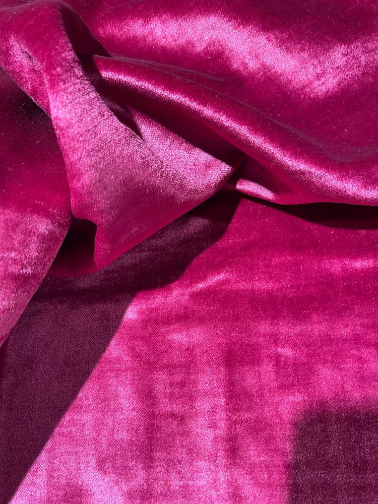 Fragment of 19th century fuchsia pink silk velvet