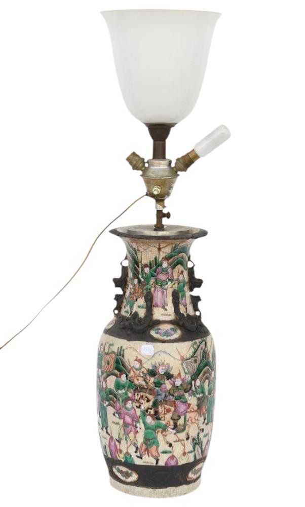 Nankin vase mounted as a lamp