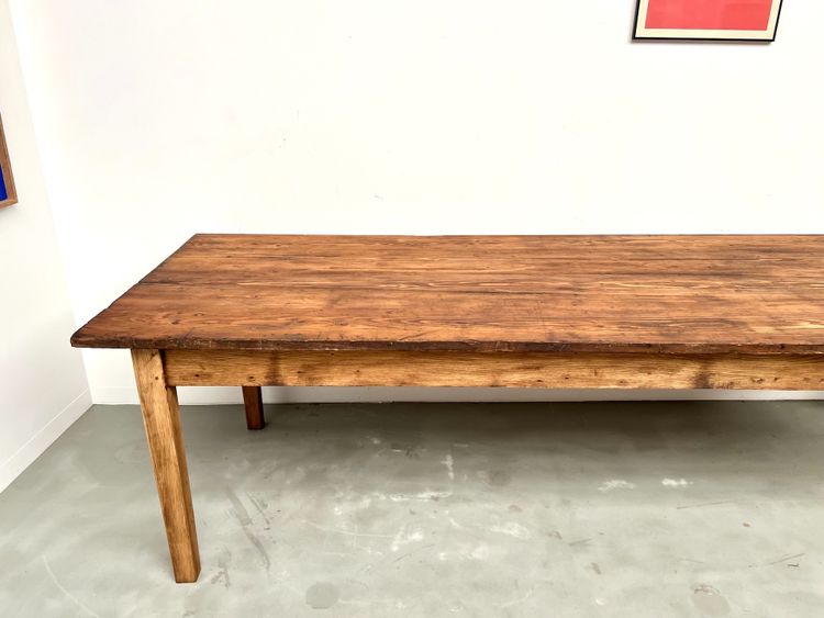 Grande table de ferme en pin, circa 1970