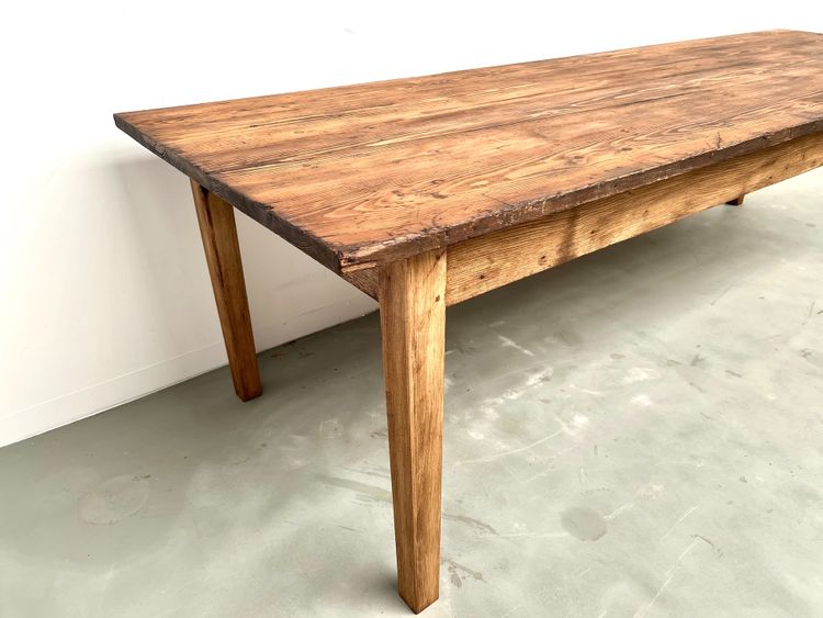 Grande table de ferme en pin, circa 1970