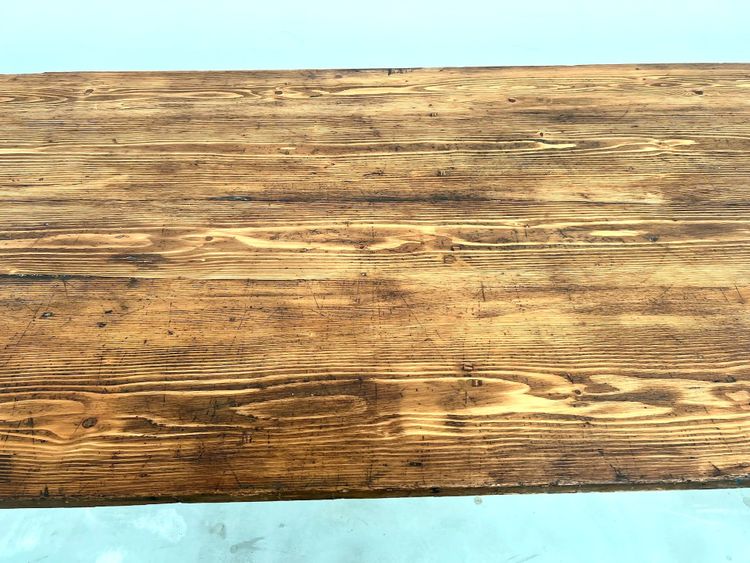 Grande table de ferme en pin, circa 1970