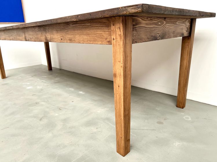 Grande table de ferme en pin, circa 1970