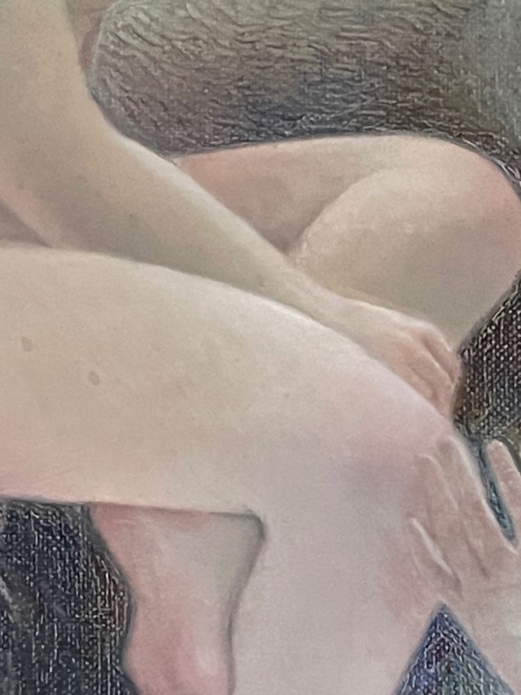 Magnifique huile sur toile signée Alfonso Arana, peintre americain, représentant des baigneuses.