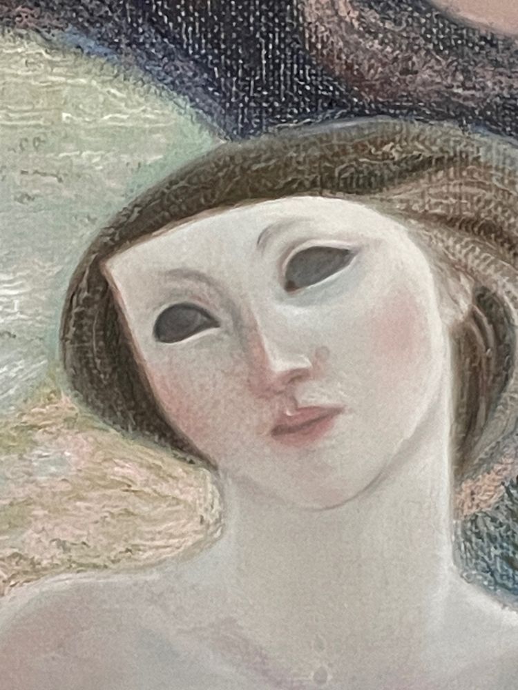 Magnifique huile sur toile signée Alfonso Arana, peintre americain, représentant des baigneuses.