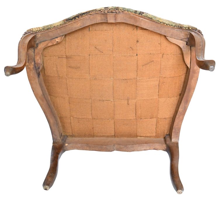 Fauteuil cabriolet d'époque Louis XV à dossier plat