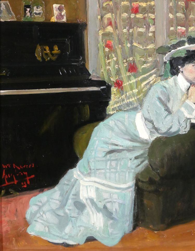 Auguste AUGLAY 1876-1920 Frau in ihrem Interieur sitzend, Gemälde, 1903, Impressionismus