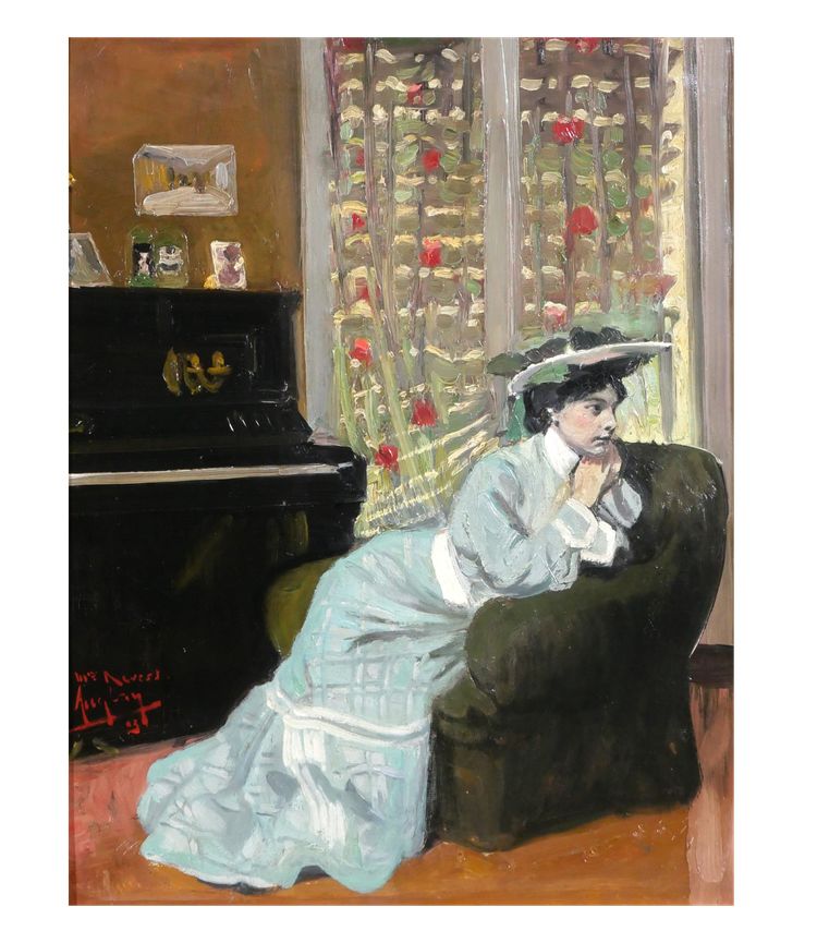 Auguste AUGLAY 1876-1920 Frau in ihrem Interieur sitzend, Gemälde, 1903, Impressionismus