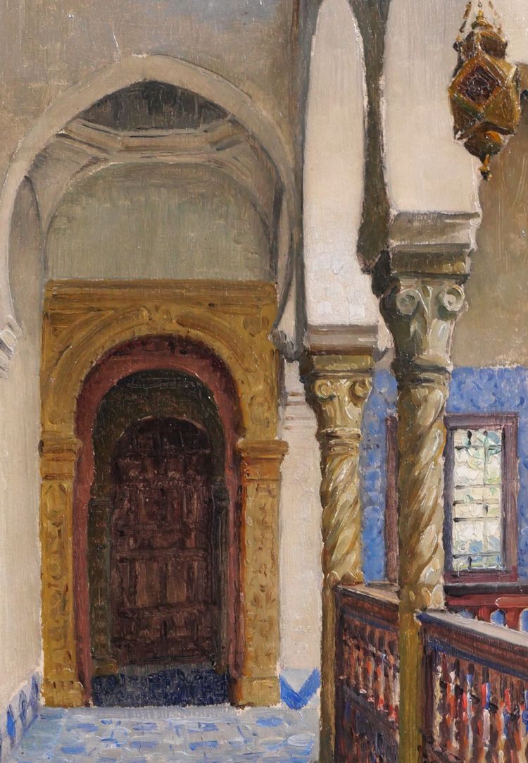 Marius Reynaud 1860-1935 Algeria, Algiers, view of the villa Abd-el-Tif, painting, 1910-20 orientalism