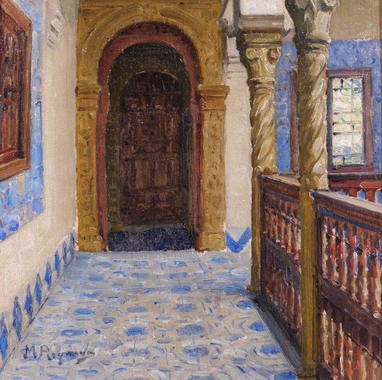 Marius Reynaud 1860-1935 Algeria, Algiers, view of the villa Abd-el-Tif, painting, 1910-20 orientalism