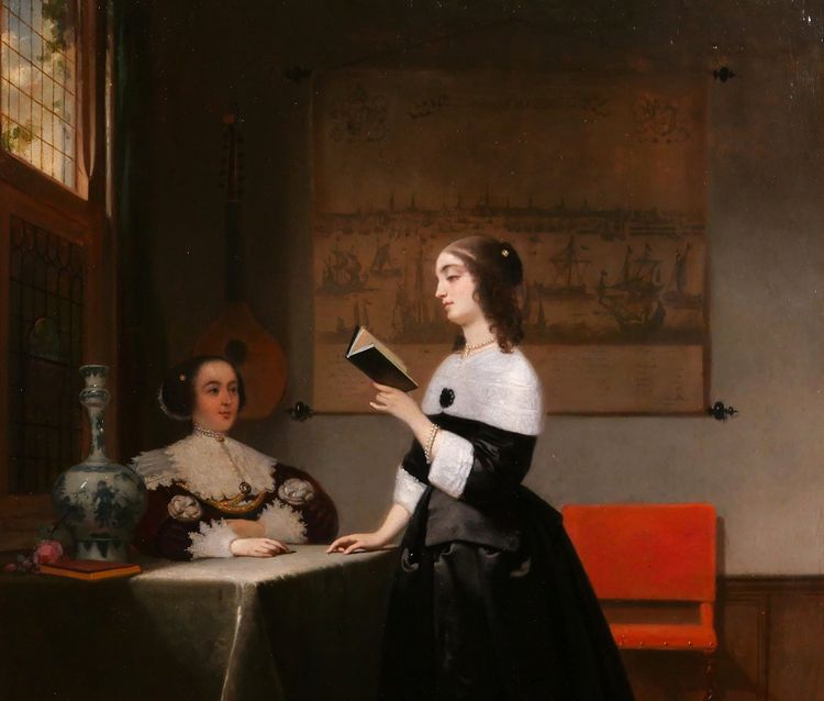 Johannes Cornelis Mertz 1819-1891 Reading the Letter, painting, 1858 Netherlands, Vermeer