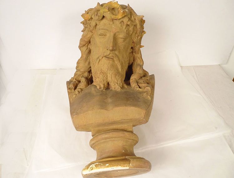 Busto scultoreo di Cristo coronato di spine J.-B. Clésinger terracotta 61 cm XIX secolo