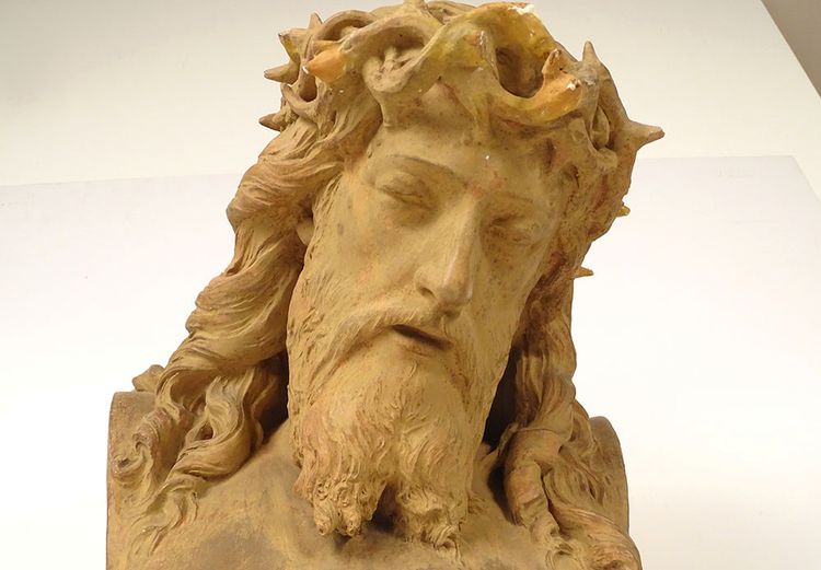 Busto scultoreo di Cristo coronato di spine J.-B. Clésinger terracotta 61 cm XIX secolo