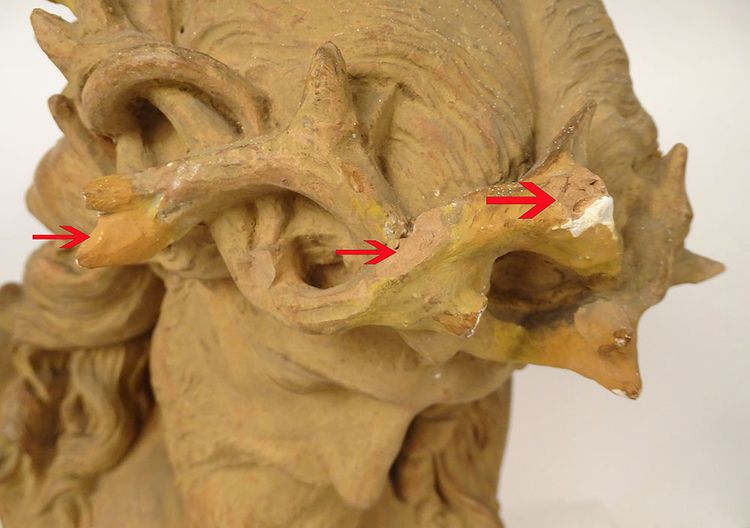 Busto scultoreo di Cristo coronato di spine J.-B. Clésinger terracotta 61 cm XIX secolo