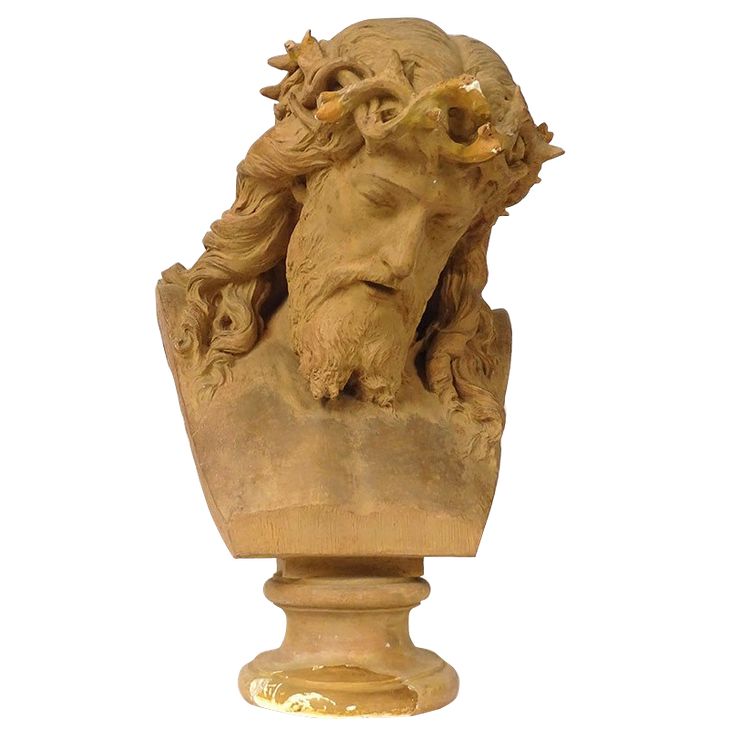 Busto scultoreo di Cristo coronato di spine J.-B. Clésinger terracotta 61 cm XIX secolo