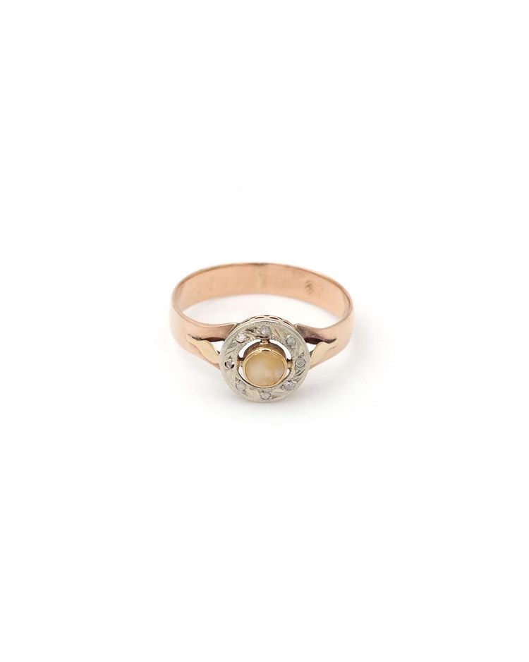 Bague souvenir dent de lait en or 18 karats et platine, bague dent de lait, bague ancienne