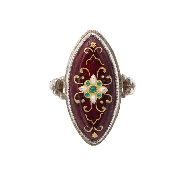 Bague marquise émail bressan en argent, Bague ancienne, bague régionale, bijou ancien régionaux