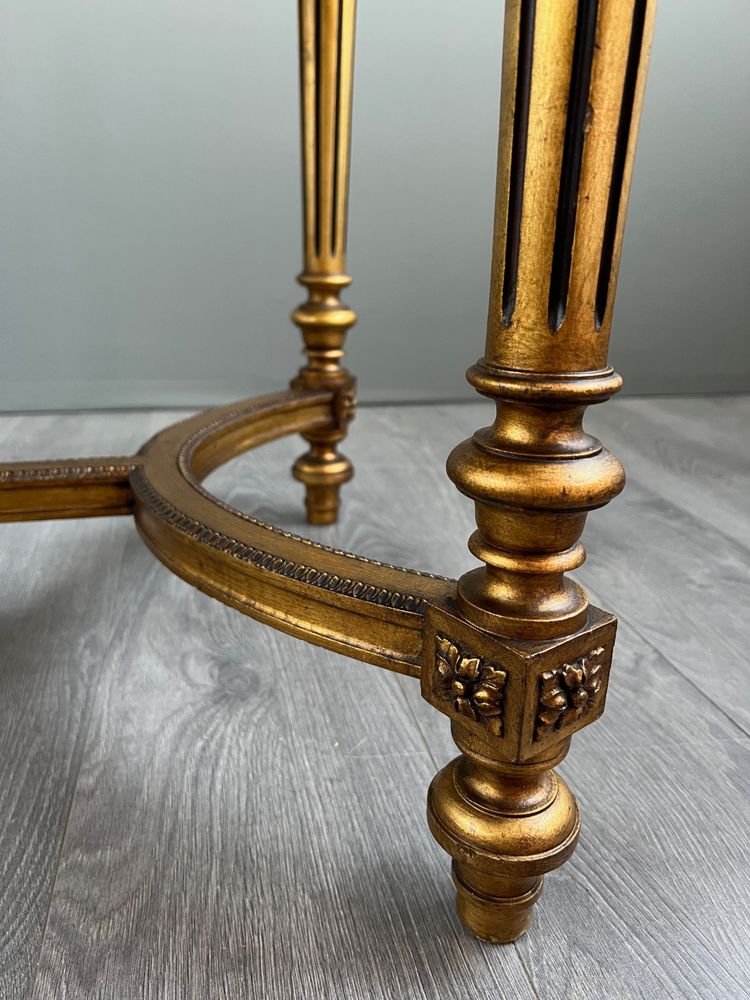 Louis XVI style oval table with marble top, 19th century