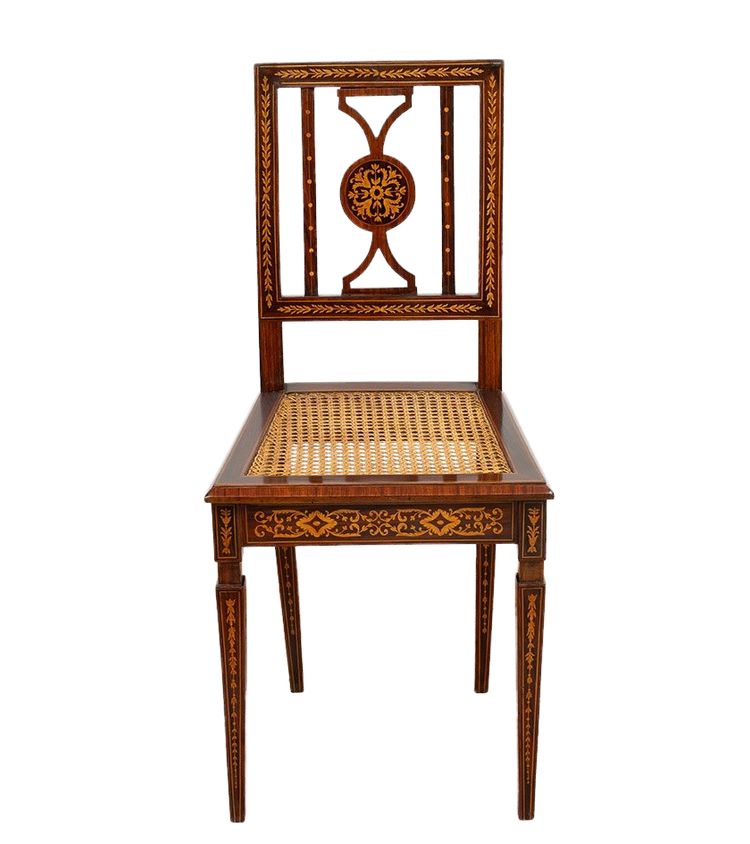 Chaise ancienne Louis XVI en bois précieux. Lombardie, XVIIIe siècle.
