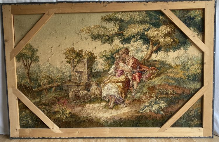 Coppia di arazzi di Aubusson raffiguranti due scene galanti Fine XIX