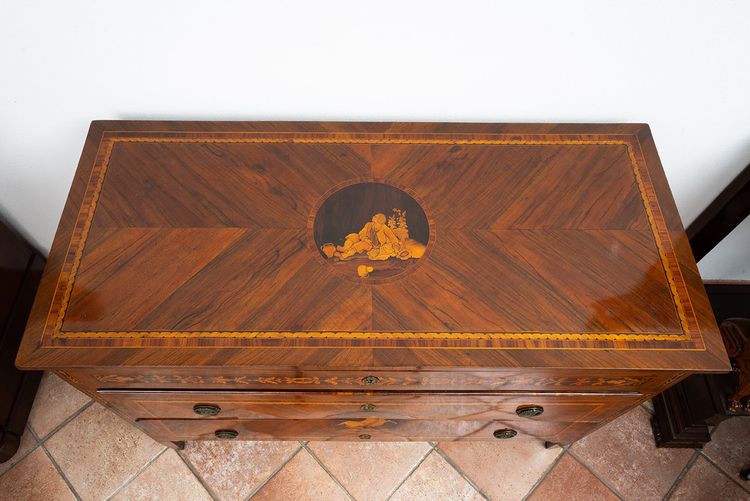 Commode ancienne Lombarde (Italie) Louis XVI,  18siècle.