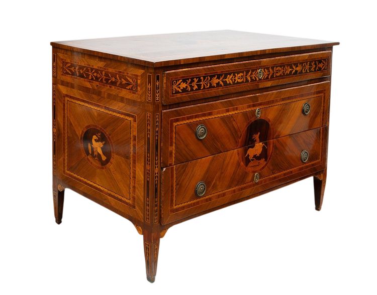 Commode ancienne Lombarde (Italie) Louis XVI,  18siècle.