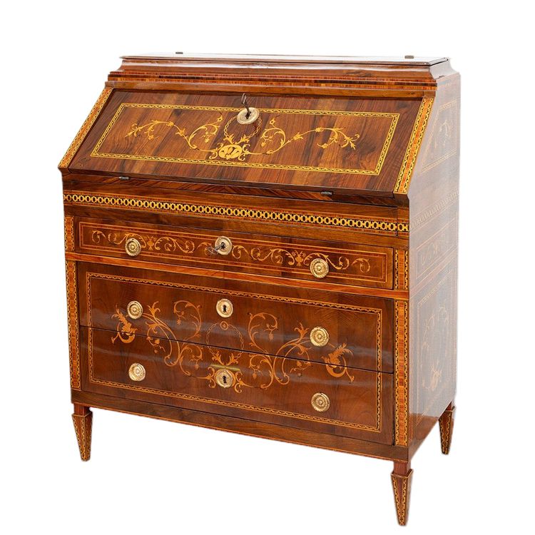 Bureau ancienne Louis XVI, Lombardie (Italie) 18siècle.