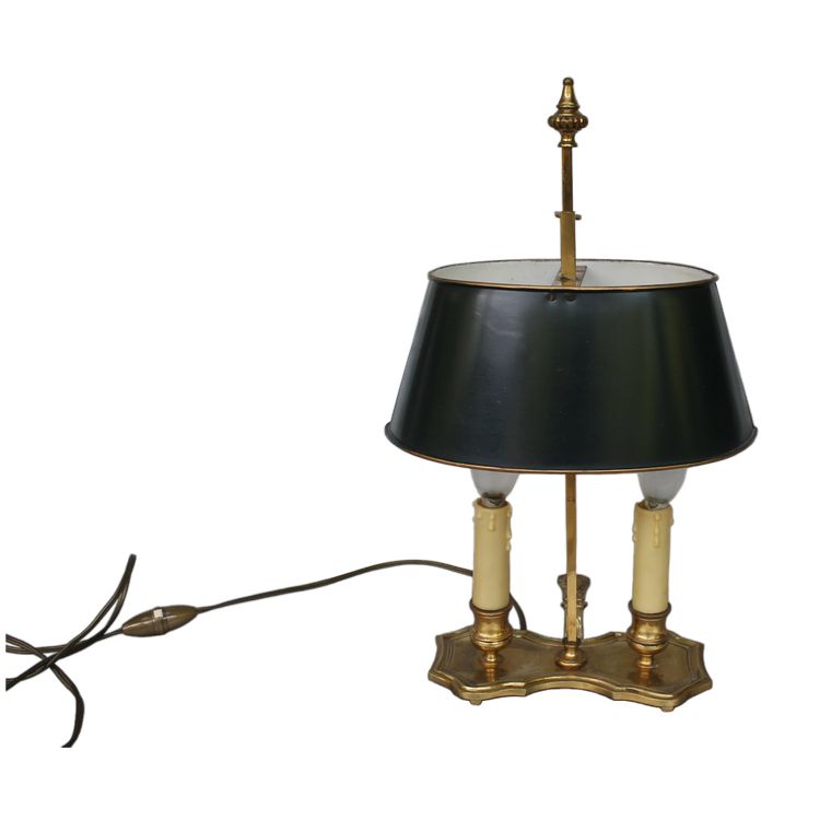 Lampada di transizione Luigi XV-Luigi XVI a 2 luci in bronzo a forma di bottiglia d'acqua calda, XX secolo