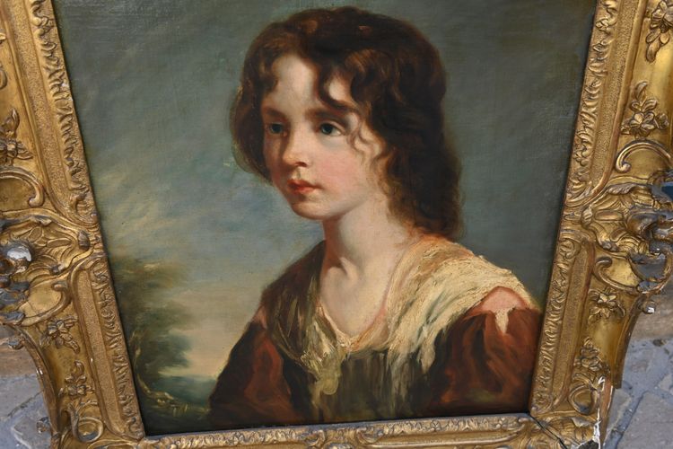 portrait de l école anglaise du XVIII dans cadre d époque