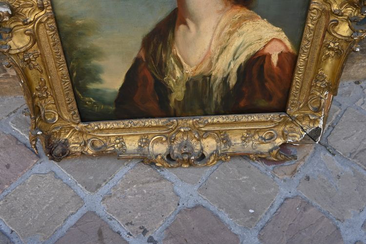 portrait de l école anglaise du XVIII dans cadre d époque