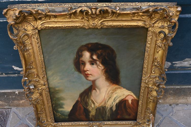 portrait de l école anglaise du XVIII dans cadre d époque