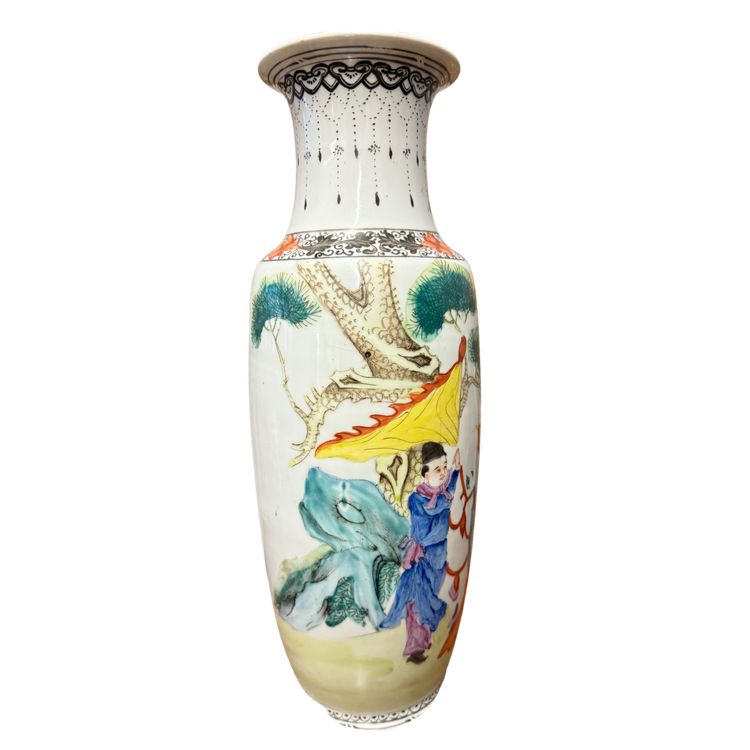 Chinese Qing dynasty porcelain vase, 20th century, 38x15cm